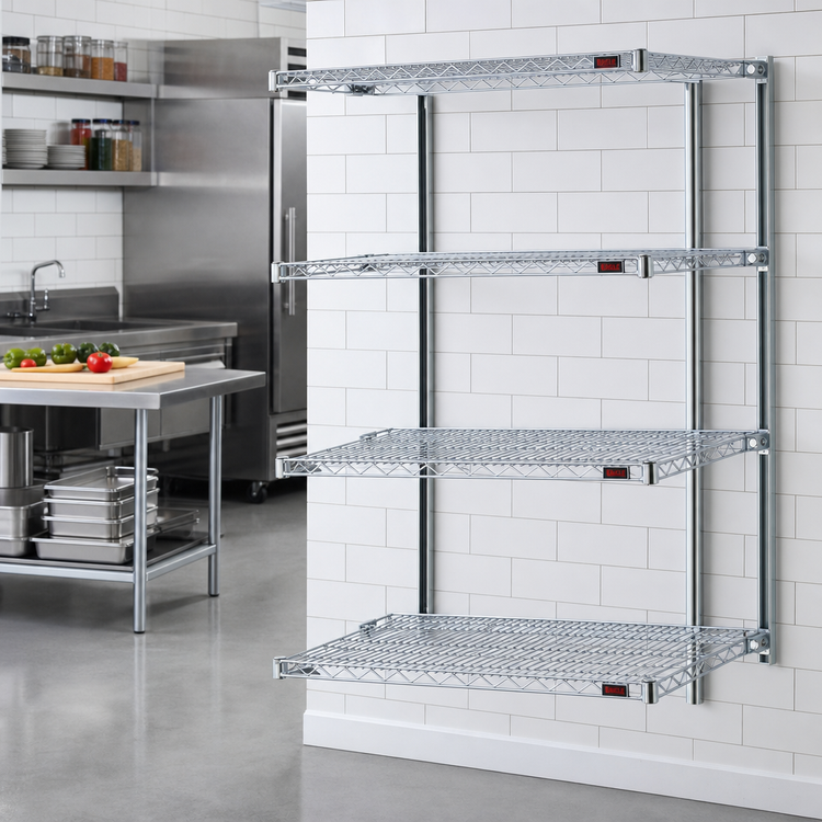 Product image #2 for Eagle Group 4-Tier Add-On Wire Shelving Unit with QuadTruss, 42W x 24D x 74H, Chrome-Plated