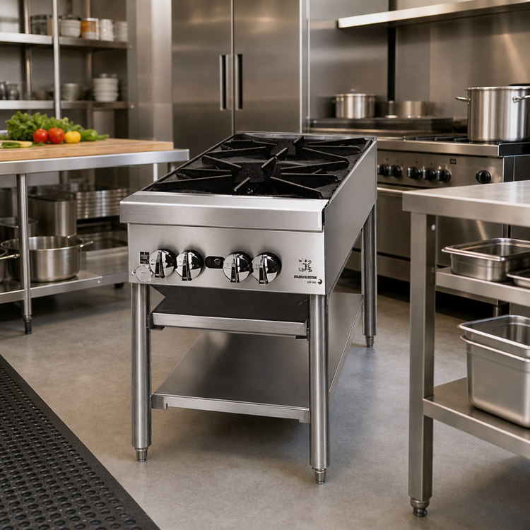 Product image #2 for Supreme JSP-360 54-Inch Commercial Stock Pot Stove with Three 3-Ring Burners