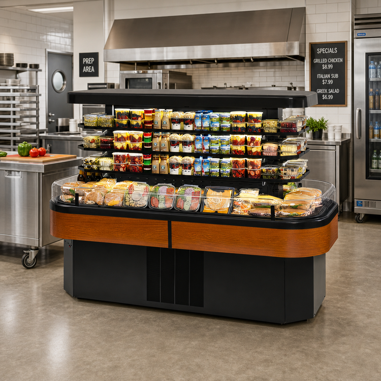 Product image #2 for Federal Industries 84.5-Inch Self-Serve Refrigerated Specialty Display Island Merchandiser with 3 Adjustable Shelves