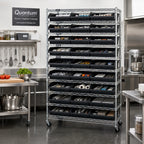 Thumbnail image #2 for Quantum WR12-110CO Conductive Stationary Bin Wire Shelving System, 36W x 18D x 74H, 12 Shelves with 33 Bins