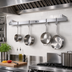 Thumbnail image #2 for John Boos 48-Inch Wall-Mount Single-Bar Stainless Steel Commercial Pot Rack with 4 Double Hooks