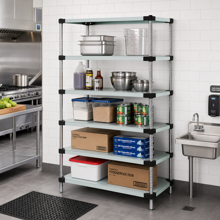 Product image #2 for Quantum 42" x 21" x 63" 5-Shelf Solid Stainless Steel Shelving Starter Kit