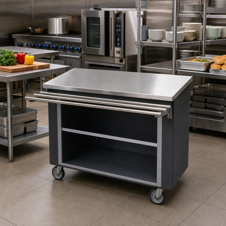 Product image #2 for Randell Custom & Serving RANFG ST-5 Mobile Modular Fiberglass Utility Serving Station with Enclosed Base and Stainless Steel Top