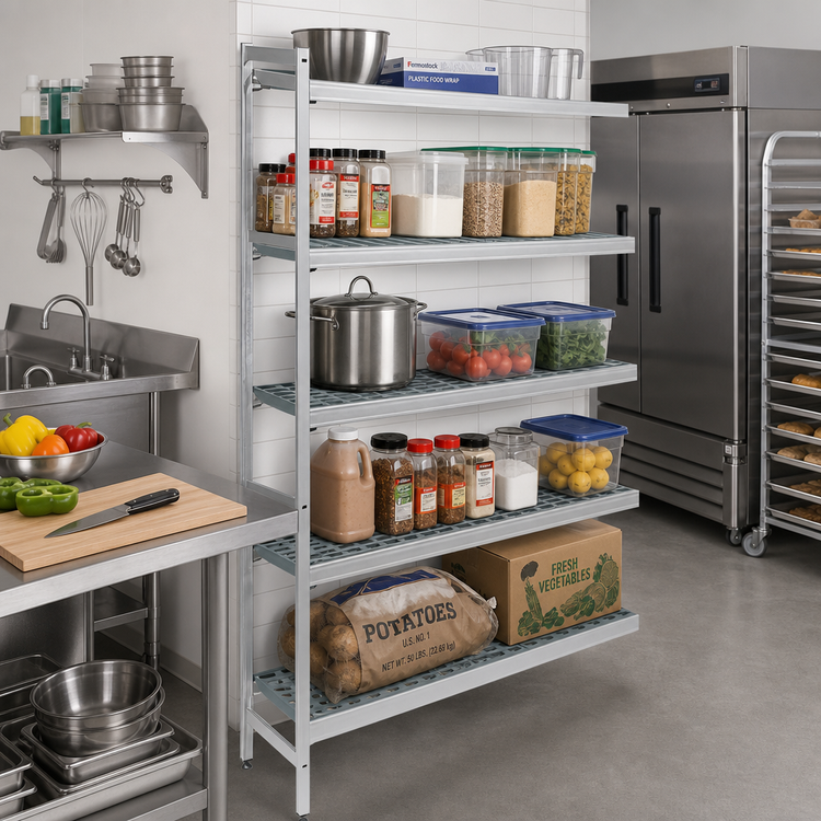 Product image #2 for Fermostock 5-Tier Add-On Polymer Shelving Expansion Unit, 83" H x 42" W x 22" D, 800 lb. Shelf Capacity