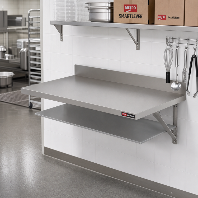 Product image #3 for Metro SmartLever 30" x 60" 304 Stainless Steel Work Surface with 4" Backsplash