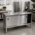 Thumbnail image #2 for John Boos Enclosed Work Table with Cabinet Base and Sliding Doors, 96 x 24 Inches, 14-Gauge 300 Series Stainless Steel Top
