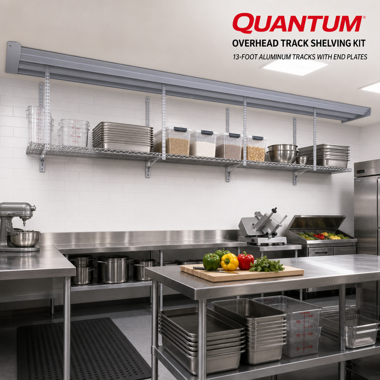 Product image #2 for Quantum Overhead Track Shelving Kit with 13-Foot Aluminum Tracks and End Plates