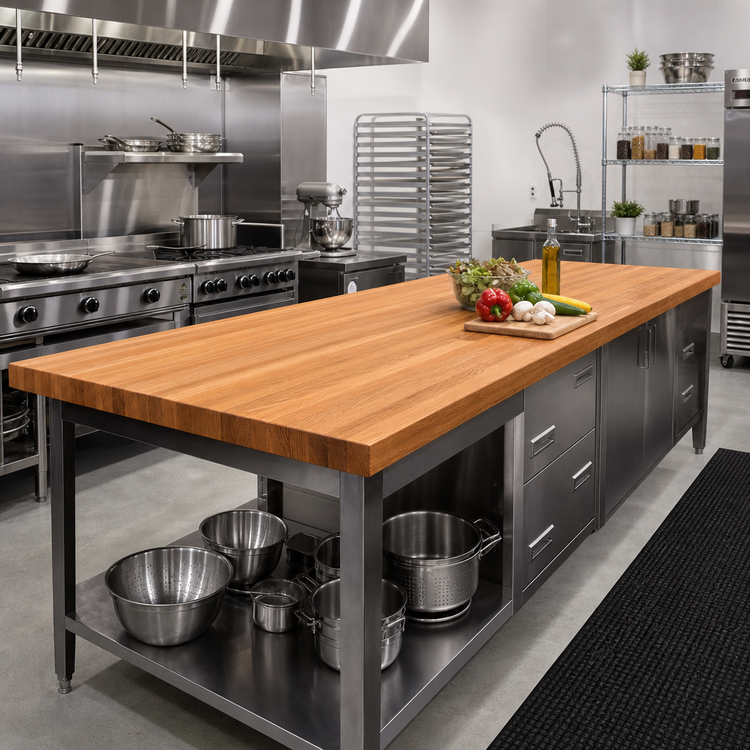 Product image #2 for John Boos Appalachian Red Oak Edge Grain Island Countertop, 108 x 36 x 1-1/2 Inch, Penetrating Oil Finish