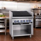Thumbnail image #2 for Imperial (Middleby) Steakhouse IABF-36 36-Inch Gas Floor Model Charbroiler, 6 Radiant Burners, Slanted Cast Iron Grates, Open Cabinet Base