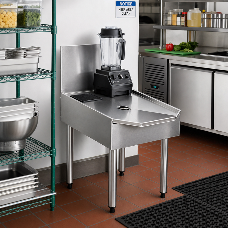 Product image #2 for CHOICE Island Oasis Stainless Steel Blender Station Stand with 1-Inch Drain Pan, 18 in. W x 29 in. D