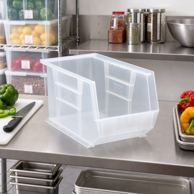 Product image #3 for Quantum Clear Stack and Hang Bin with Divider Slot, 8-1/4 x 13-5/8 x 8 Inches