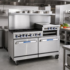 Thumbnail image #2 for Imperial (Middleby) Pro Series IR-4-G36-XB 60-Inch Commercial Gas Range with 4 Open Burners, 36-Inch Griddle, Standard Oven & Open Cabinet