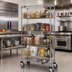 Thumbnail image #2 for Quantum Chrome-Plated Post Basket Cart with 3 Wire Shelves and 4 Baskets