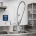 Thumbnail image #2 for T&S Brass EasyInstall 8-Inch Wall Mount Pre-Rinse Unit with Add-On Faucet, 15-Inch Double Joint Swing Nozzle, 44-Inch Hose, and Low-Flow Spray Valve