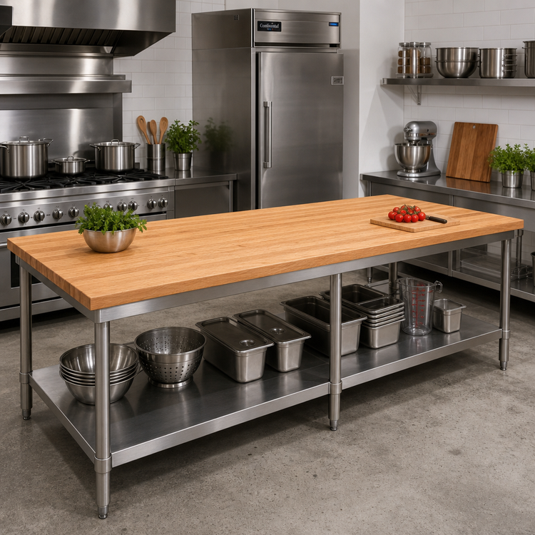 Product image #2 for John Boos Appalachian Red Oak Edge Grain Island Countertop, 120 x 30 x 1-1/2 Inches, Varnique Finish