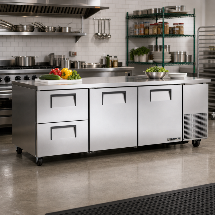 Product image #2 for True Deep Undercounter Refrigerator, 93-1/4 Inch Wide, 2 Doors and 2 Drawers, Self-Contained Side-Mounted