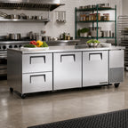 Thumbnail image #2 for True Mfg. - General Foodservice TUC-93D-2-HC Deep Undercounter Refrigerator, 93-1/4" Wide, 2 Doors/2 Drawers, Self-Contained Side-Mounted