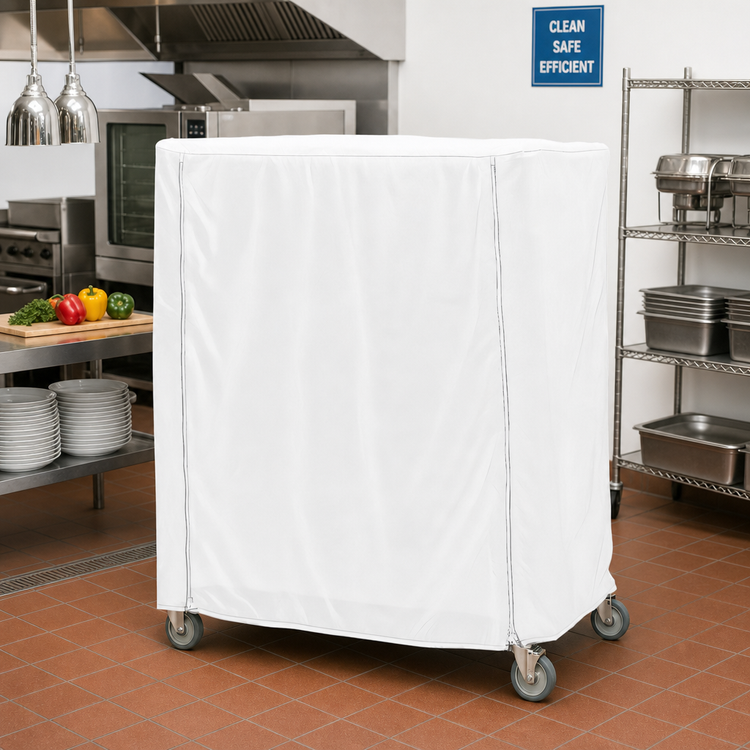 Product image #2 for Metro Waterproof Vinyl-Nylon Banquet Cart Cover, 72 x 24 x 62 Inches, White