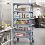Thumbnail image #2 for Quantum Millenia QPM246086VS-5 5-Shelf Mobile Polymer Shelving Starter Unit, 60W x 24D x 86H, Gray