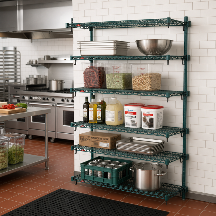 Product image #3 for Metro Super Erecta Super Adjustable Add-On Wire Shelving Unit, 30 x 21 x 74 Inches, 5 Shelves, Green Epoxy-Coated Finish