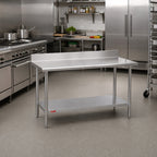 Thumbnail image #2 for Duke Manufacturing 316S-2430-5R Stainless Steel Work Table, 30 x 24 in, 16-Gauge 300-Series Top, 5-in Backsplash, Undershelf