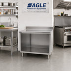 Thumbnail image #2 for Eagle Group Spec-Master OB3036SEM Stainless Steel Open-Front Work Table Cabinet Base, 36"W x 30"D, 14-Gauge 304 Top, Marine Edge