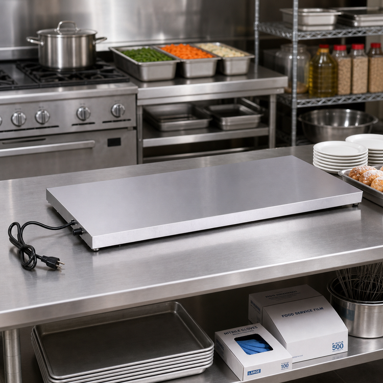 Product image #2 for BK Resources 30 Inch x 20 Inch Portable Electric Heated Shelf Warmer, 304 Stainless Steel, 120V