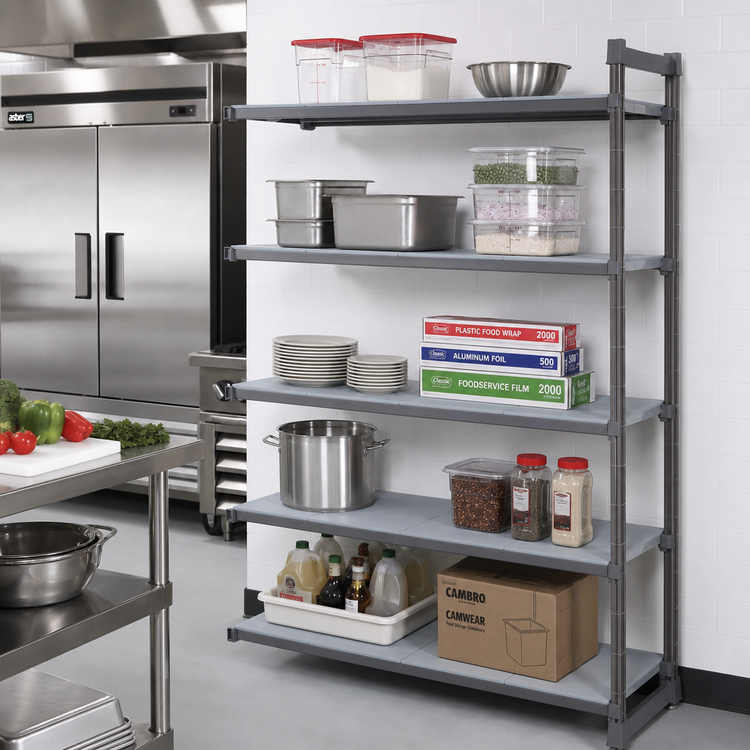 Product image #2 for Cambro Camshelving Basics Plus 5-Tier Solid Add-On Polymer Shelving Unit, 18 x 54 x 84 Inches