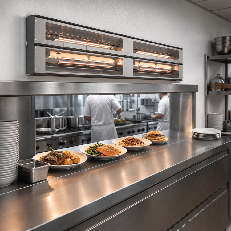 Product image #2 for Hatco Glo-Ray Lighted Dual Infrared Strip Heater, 42 Inch, Aluminum, 3 Inch Spacer
