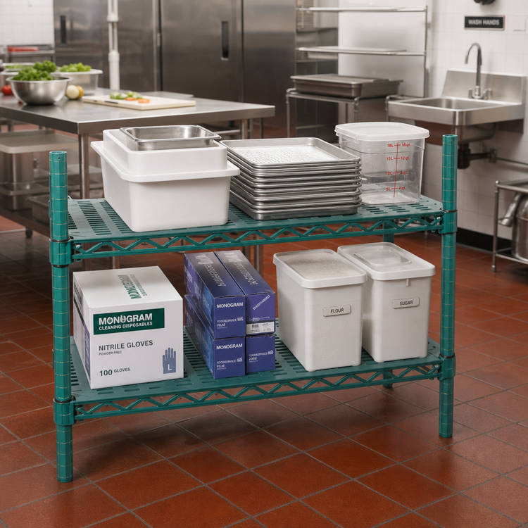 Product image #2 for QuadPlus 54 x 18 Inch Vented Polymer Shelf Mat with MICROGARD Antimicrobial Protection
