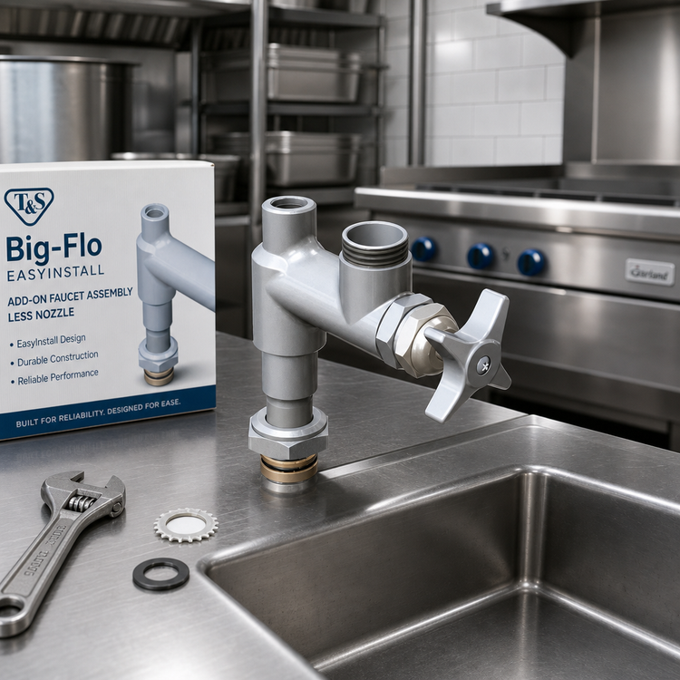 Product image #2 for T&S Brass Big-Flo EasyInstall Add-On Faucet Assembly, Less Nozzle