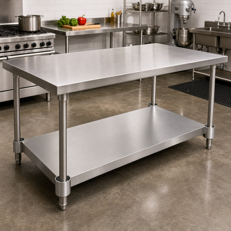 Product image #2 for BK Resources 84" x 30" 18-Gauge 304 Stainless Steel Undershelf for Work Table