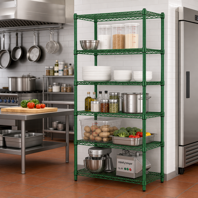Product image #2 for Steel Works Stainless Heavy Duty 5-Tier 24-Inch x 24-Inch Green Epoxy Coated Wire Shelving Unit