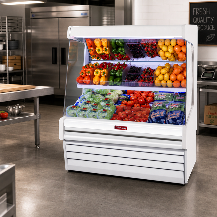 Product image #2 for Howard-McCray Ovation Series 63-Inch Self-Contained Meat Open Merchandiser with LED Lit Slanted Shelves