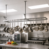 Thumbnail image #2 for John Boos Commercial Ceiling-Mounted Double-Bar Stainless Steel Pot Rack with 18 Double Hooks