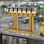 Thumbnail image #2 for Perlick Corporation 66500-5BTF 5-Faucet Glycol-Cooled Winged Tee Countertop Draft Beer Tower, Tarnish-Free Brass