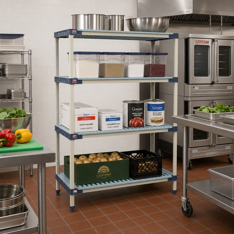 Product image #2 for MetroMax 4 Stationary All-Polymer Starter Shelving Unit, 24-Inch W x 18-Inch D x 63-Inch H