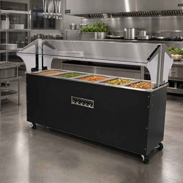 Product image #2 for Advance Tabco Triumph Supreme Portable Electric 5-Well Hot Food Buffet Table with Double-Sided Sneeze Guard