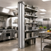 Thumbnail image #2 for Heavy-Duty Back-to-Back Cantilever Shelving Uprights, 144-Inch Floor-to-Ceiling Mount, Stainless Steel
