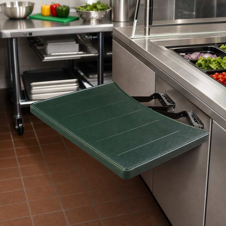 Product image #3 for Carlisle Maximizer Drop-Down Food Bar End Shelf, 17-5/8 x 25 in, Forest Green