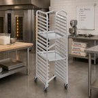 Thumbnail image #2 for Channel Manufacturing 401AN-HD Mobile Nesting End-Load Aluminum Bun Pan Rack, 20-Pan, 3-Inch Spacing, 5-Inch Swivel Casters