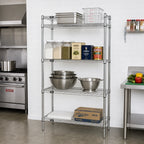 Thumbnail image #2 for Quantum WR86-2460C 60" W x 24" D x 86" H Chrome Wire Shelving Starter Kit with 4 Shelves and 4 Posts