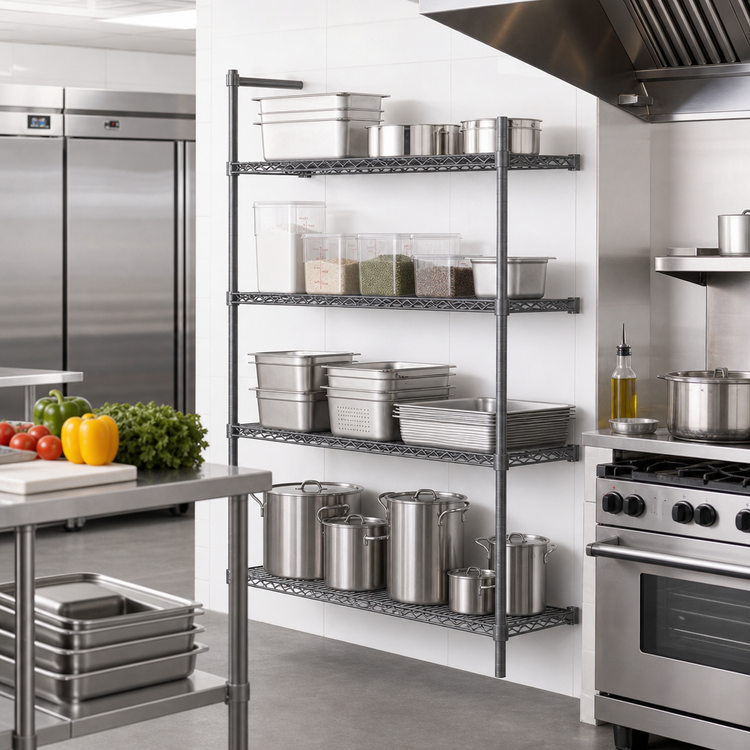 Product image #2 for Eagle Group Valu-Master 4-Tier Add-On Wire Shelving Unit, 42 x 24 x 63 Inches, Pewter Gray Epoxy