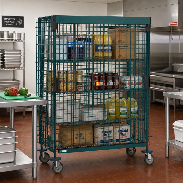 Product image #2 for Metro Super Erecta Mobile Sliding-Door Security Cage, Metroseal Green, 24 x 48 Inch Shelf Size