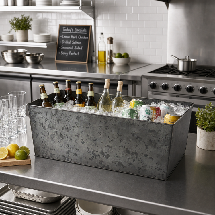 Product image #2 for Full-Size Rectangular Galvanized Beverage Tub with Onyx Finish