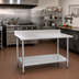 Thumbnail image #2 for BlendPort® Deluxe Series 84 x 30 Inch Stainless Steel Work Table with 4-1/2 Inch Backsplash and Galvanized Undershelf