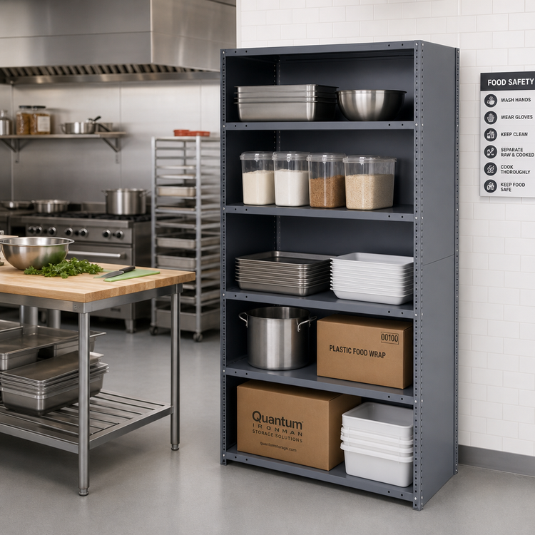Product image #2 for Quantum IRONMAN Closed Steel Shelving Unit, 12 x 36 x 75 Inches, 4 Shelves