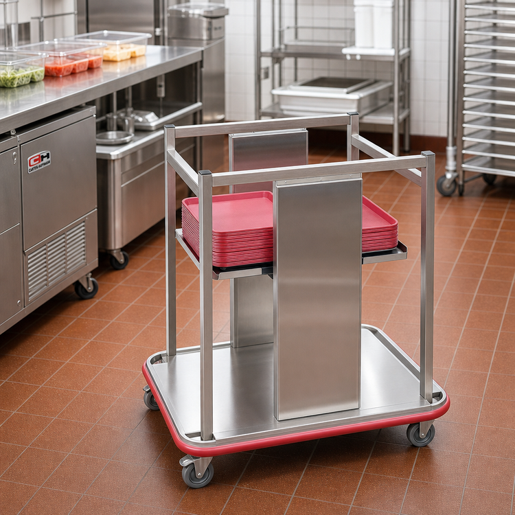 Product image #2 for Carter-Hoffmann 2-Stack Mobile Open-Cabinet Tray Dispenser for 16 x 22 Trays