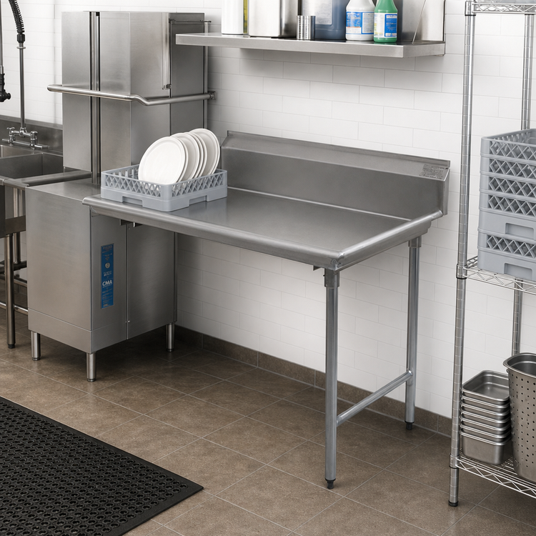 Product image #2 for BlendPort 72-Inch Right-Hand Straight Clean Dishtable with 10-Inch Backsplash, 16-Gauge Stainless Steel