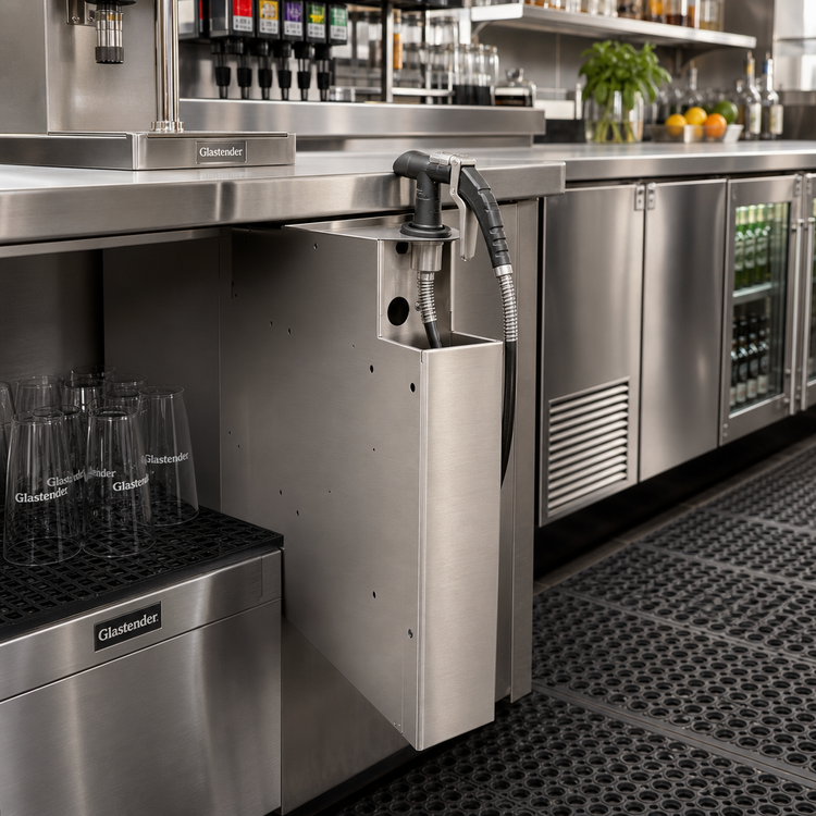 Product image #2 for Glastender Extra Deep Pass-Thru Underbar Soda Gun Holder with Integral Drip Pan